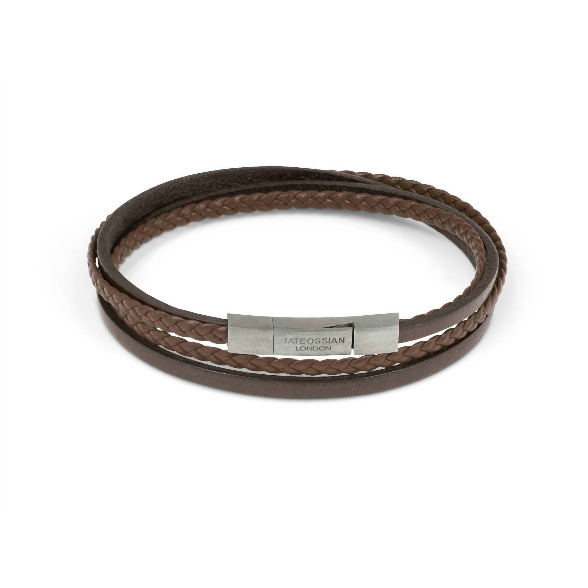 New Tateossian Unisex Fettuccine Multi Strand Bracelet In Brown